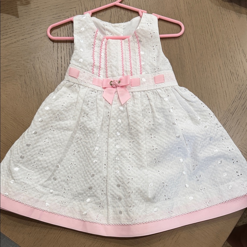Bonnie Baby White and Pink Lace Dress